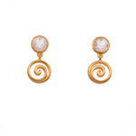 Load image into Gallery viewer, Gratitude Swirl Earrings 24K Gold Vermeil Rainbow Moonstone