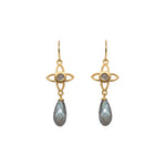 Load image into Gallery viewer, Joy Flower Earrings 15mm Drop 24K Gold Vermeil Labradorite