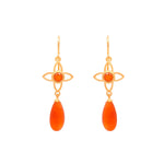 Load image into Gallery viewer, JOY FLOWER EARRINGS 15MM WITH MATTE CARNELIAN DROP WIRE 24K GOLD VERMEIL - Joyla Jewelry