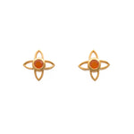 Load image into Gallery viewer, JOY FLOWER EARRINGS 15MM CARNELIAN POST 24K GOLD VERMEIL - Joyla Jewelry