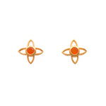 Load image into Gallery viewer, Joy Flower 15mm Post Earrings in 24K Gold Vermeil Carnelian