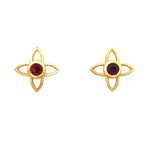 Load image into Gallery viewer, Joy Flower 15mm Post Earrings in 24K Gold Vermeil Garnet