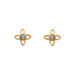 Load image into Gallery viewer, JOY FLOWER EARRINGS 15MM LABRODORITE POST 24K GOLD VERMEIL - Joyla Jewelry