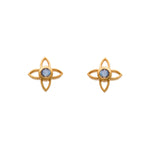 Load image into Gallery viewer, JOY FLOWER EARRINGS 15MM LABRODORITE POST 24K GOLD VERMEIL - Joyla Jewelry