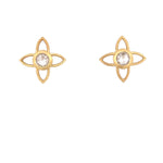 Load image into Gallery viewer, JOY FLOWER EARRINGS 15MM RAINBOW MOONSTONE POST 24K GOLD VERMEIL - Joyla Jewelry