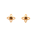 Load image into Gallery viewer, Joy Flower 15mm Post Earrings in 24K Gold Vermeil Smoky Quartz