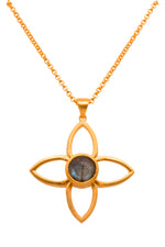 Load image into Gallery viewer, Joy Flower Gemstone Pendant 40MM 24K Gold Vermeil Labradorite