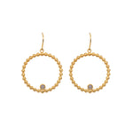 Load image into Gallery viewer, Karma Ball Hoop Pendant Necklace and Wire Earrings 24K Gold Vermeil Wire Earrings / Labradorite