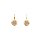 Load image into Gallery viewer, Karma Wire 24k Gold Vermeil Earrings with Blue Topaz, Labradorite, or Rainbow Moonstone