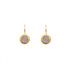 Load image into Gallery viewer, Karma Wire 24k Gold Vermeil Earrings with Blue Topaz, Labradorite, or Rainbow Moonstone Labradorite