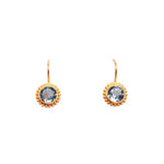 Load image into Gallery viewer, Karma Wire 24k Gold Vermeil Earrings with Blue Topaz, Labradorite, or Rainbow Moonstone