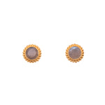 Load image into Gallery viewer, Karma Post Earrings 24K Gold Vermeil with Labradorite, Rainbow Moonstone, or Sky Blue Topaz Labradorite
