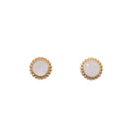Load image into Gallery viewer, Karma Post Earrings 24K Gold Vermeil with Labradorite, Rainbow Moonstone, or Sky Blue Topaz Rainbow Moonstone