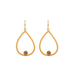 Load image into Gallery viewer, Karma Pear Gemstone Wire Earrings 24K Gold Vermeil