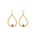 Load image into Gallery viewer, Karma Pear Gemstone Wire Earrings 24K Gold Vermeil