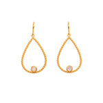 Load image into Gallery viewer, Karma Pear Gemstone Wire Earrings 24K Gold Vermeil
