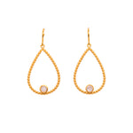 Load image into Gallery viewer, Karma Pear Gemstone Wire Earrings 24K Gold Vermeil