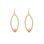 Load image into Gallery viewer, Karma Marquee Rainbow Moonstone Wire Earrings 24K Gold Vermeil