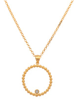 Load image into Gallery viewer, Karma Ball Hoop Pendant Necklace and Wire Earrings 24K Gold Vermeil Pendant Necklace / Rainbow Moonstone