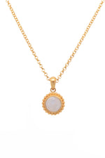 Load image into Gallery viewer, Karma Mini Pendant Necklace 24K Gold Vermeil with Labradorite, Rainbow Moonstone or Sky Blue Topaz Rainbow Moonstone