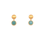 Load image into Gallery viewer, Moon Post Earrings with Drop Round Stone 24K Gold Vermeil