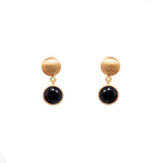 Load image into Gallery viewer, Moon Post Earrings with Drop Round Stone 24K Gold Vermeil