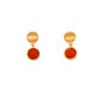 Load image into Gallery viewer, Moon Post Earrings with Drop Round Stone 24K Gold Vermeil Carnelian