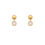 Load image into Gallery viewer, Moon Post Earrings with Drop Round Stone 24K Gold Vermeil