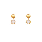 Load image into Gallery viewer, Moon Post Earrings with Drop Round Stone 24K Gold Vermeil