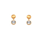 Load image into Gallery viewer, Moon Post Earrings with Drop Round Stone 24K Gold Vermeil