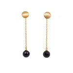 Load image into Gallery viewer, Moon Chain Drop Earrings 24K Gold Vermeil Black Spinel