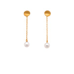 Load image into Gallery viewer, Moon Chain Drop Earrings 24K Gold Vermeil Pearl