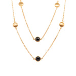 Load image into Gallery viewer, Moon Necklace 36" 24K Gold Vermeil in Black Spinel, Labradorite, and Rainbow Moonstone