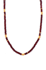 Load image into Gallery viewer, Single Color Gemstone 3mm Necklace or Bracelet - gold ball bead and spacer 24K Fair Trade Gold Vermeil Necklace / Garnet