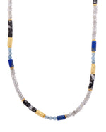 Load image into Gallery viewer, Labradorite, Lapis, Aquamarine, and Jasper 3mm Jewelry Set in 24K Fair Trade Gold Vermeil Necklace
