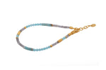 Load image into Gallery viewer, Amazonite and Labradorite 3mm Jewelry Set Fair Trade 24K Gold Vermeil Bracelet