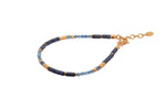 Load image into Gallery viewer, Dumortierite, London Blue Topaz, and Aquamarine 3mm Bracelet and Necklace 24K Gold Vermeil