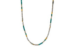 Load image into Gallery viewer, Labradorite and Turquoise 3mm Necklace 24K Fair Trade Gold Vermeil