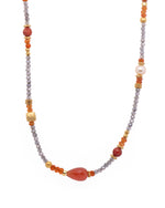 Load image into Gallery viewer, Carnelian, Pearls, and Garnet Necklace 24K Fair Trade Gold Vermeil