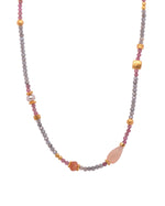 Load image into Gallery viewer, Labradorite, Moonstone, Pearl, and Pink Tourmaline Necklace 24K Fair Trade Gold Vermeil