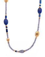 Load image into Gallery viewer, Tanzanite, Lapis, Lolite Necklace 24K Fair Trade Gold Vermeil