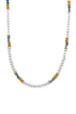 Load image into Gallery viewer, Pearl and Aquamarine Necklace and Bracelet Set Fair Trade 24K Gold Vermeil Necklace