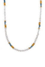 Load image into Gallery viewer, Pearl and Aquamarine Necklace and Bracelet Set Fair Trade 24K Gold Vermeil