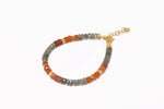 Load image into Gallery viewer, Labradorite and Carnelian Necklace and Bracelet 5mm 24K Fair Trade Gold Vermeil Bracelet