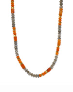 Load image into Gallery viewer, Labradorite and Carnelian Necklace and Bracelet 5mm 24K Fair Trade Gold Vermeil