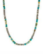 Load image into Gallery viewer, Turquoise, Labradorite and Chrysocolla 5mm Necklace and Bracelet 24K Fair Trade Gold Vermeil