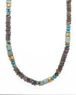 Load image into Gallery viewer, Turquoise, Labradorite and Chrysoprase Necklace 5mm 24K Fair Trade Gold Vermeil