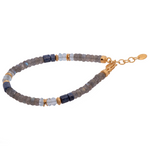 Load image into Gallery viewer, Dumortierite, Sky Blue Topaz, Labradorite Bracelet and Necklace 24K Fair Trade Gold Vermeil