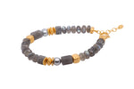 Load image into Gallery viewer, Labradorite and Grey Pearl Bracelet and Necklace 24K Fair Trade Gold Vermeil Bracelet