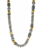 Load image into Gallery viewer, Labradorite and Grey Pearl Bracelet and Necklace 24K Fair Trade Gold Vermeil